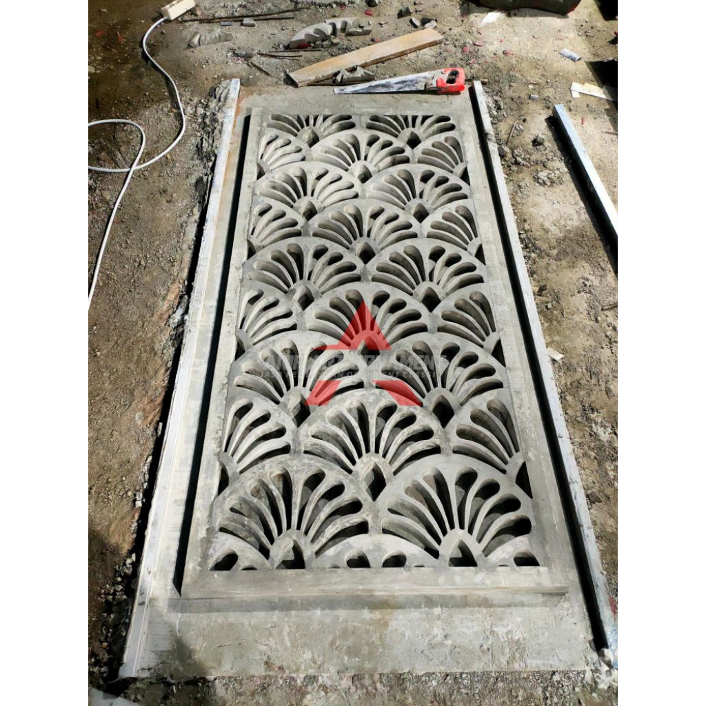 Kerawangan grc cetak motif kerang