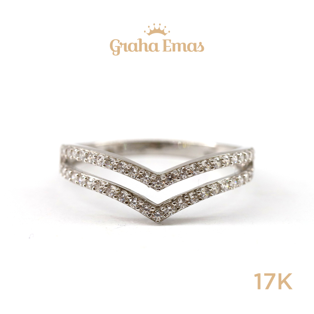 Graha Emas Cincin Emas Putih Bentuk 17K - White Gold Model Ring 17 Carat M726
