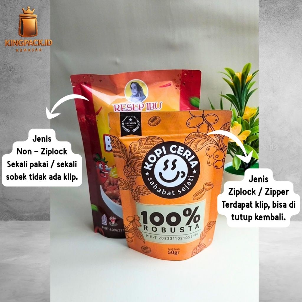 Cetak Kemasan Custom Standing Pouch NON ZIPPER Gratis Desain