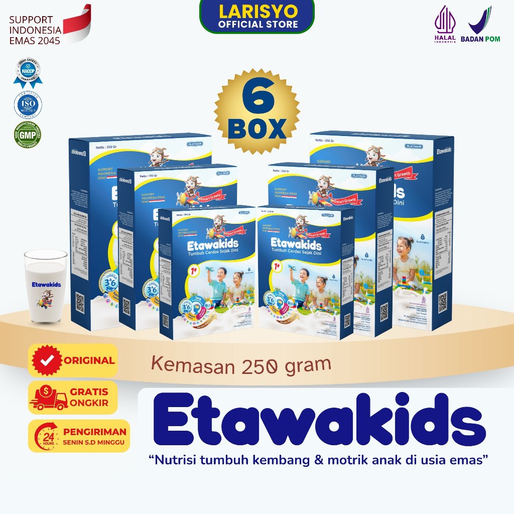 

Etawakids Platinum Susu Etawa dengan Fish Oil & DHA untuk Otak Cerdas Anak 6 Box