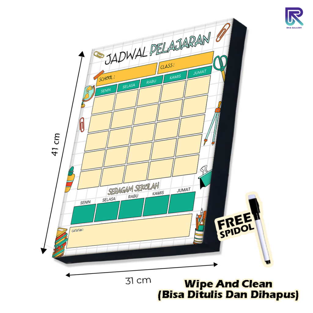 RHA GALLERY Papan Tulis Kayu Jadwal Pelajaran Jadwal Seragam Ruang Kelas Dan Belajar Sekolah