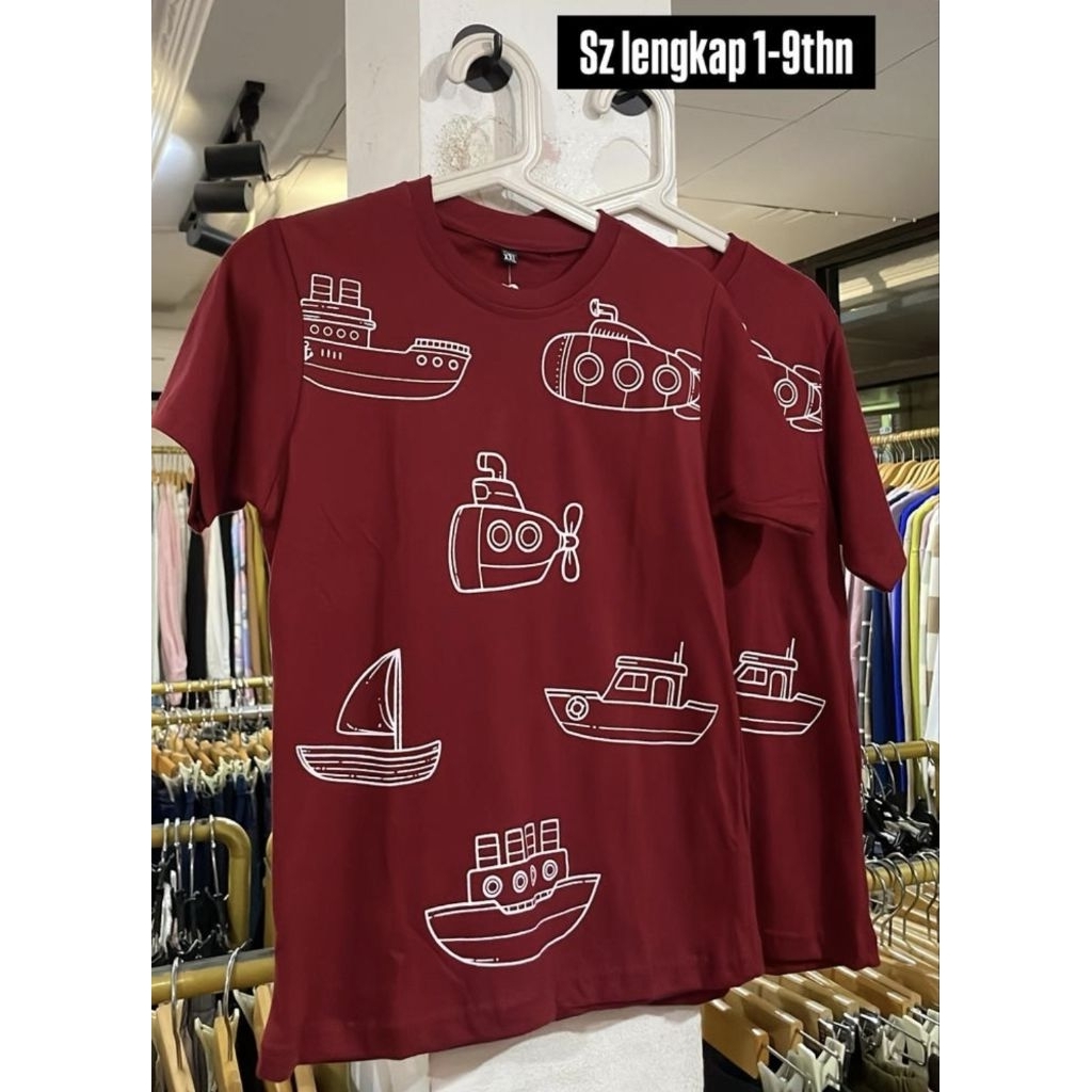 Kaos Anak Motif Kapal Merah Putih
