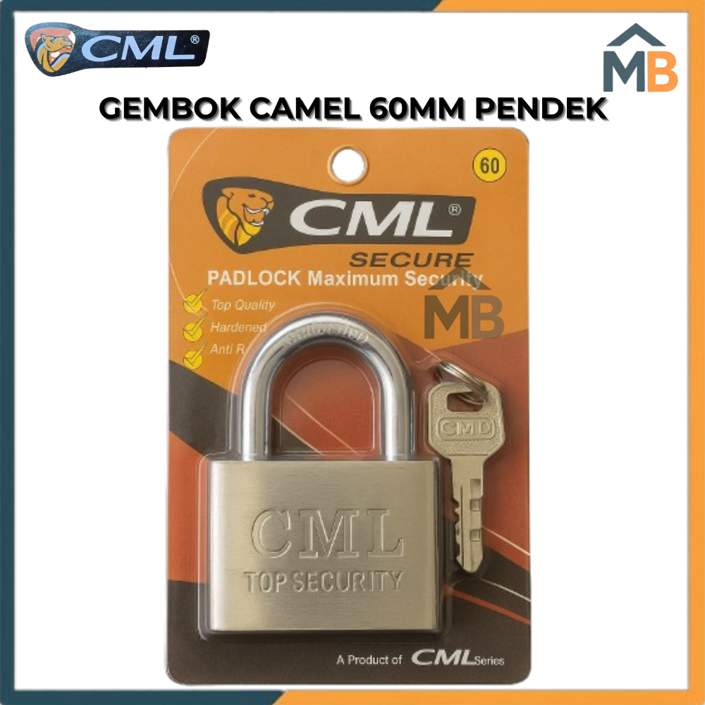 Gembok CML Rumah 60MM Leher Pendek 4 Anak Kunci Nekel/ Gembok CAMEL Pagar Rumah Aman / Gembok Aman