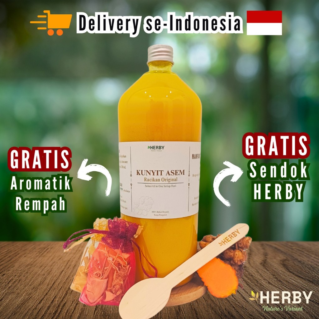 

HERBY Jamu Kunyit Asem & Beras Kencur (1000 mL) 100% Bahan Alami Tanpa Pengawet