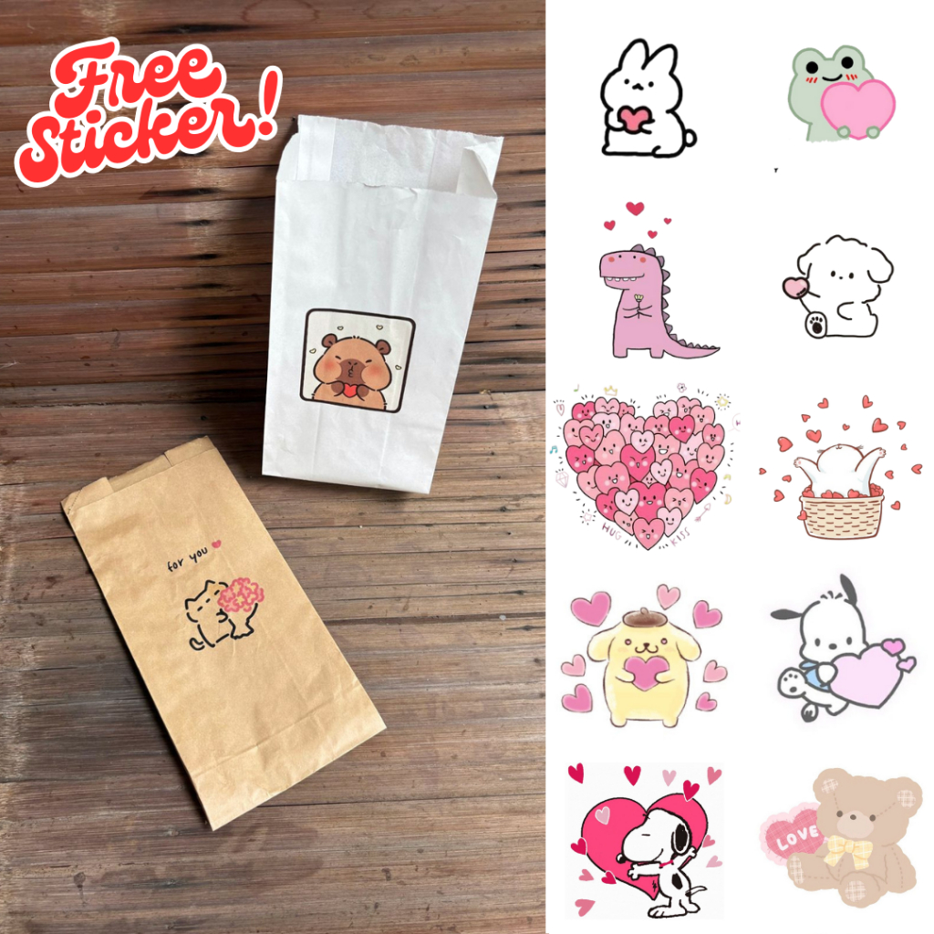 

Kantong Kertas Paper Bag Love Heart | Amplop Bungkus Kado Aesthetic Gift Bag Cookies Putih Cokelat