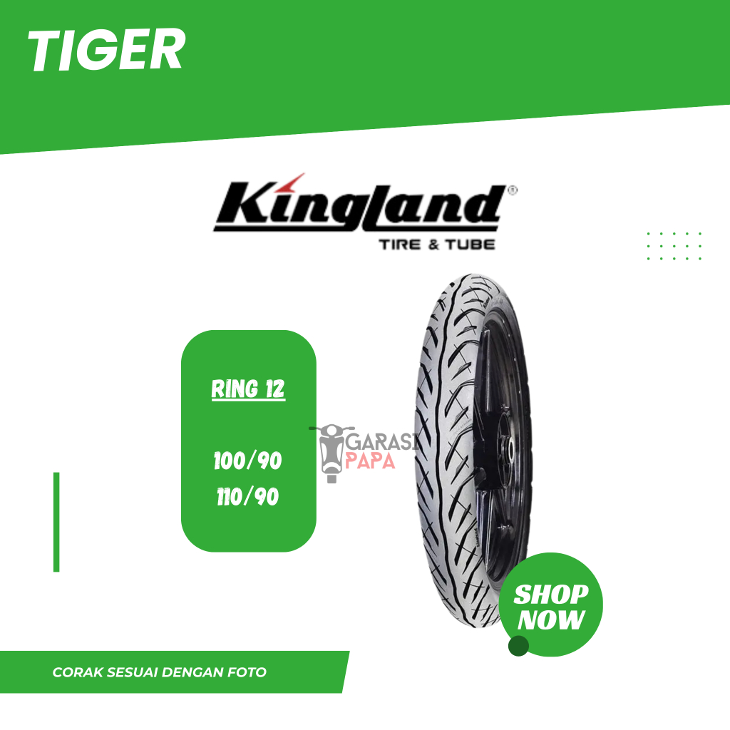 FREE PENTIL Ban Motor Matic Tubeless Kingland Tiger Ring 12 100 110 / 90 90 Ban Luar Motor Scoopy De
