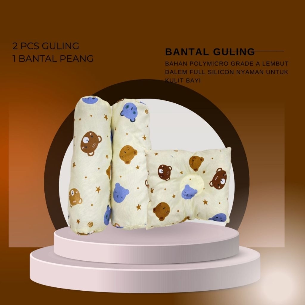 Bantal Bayi Anti Peyang / Bantal Guling Bayi Baru Lahir / Bantal Guling Set Motif