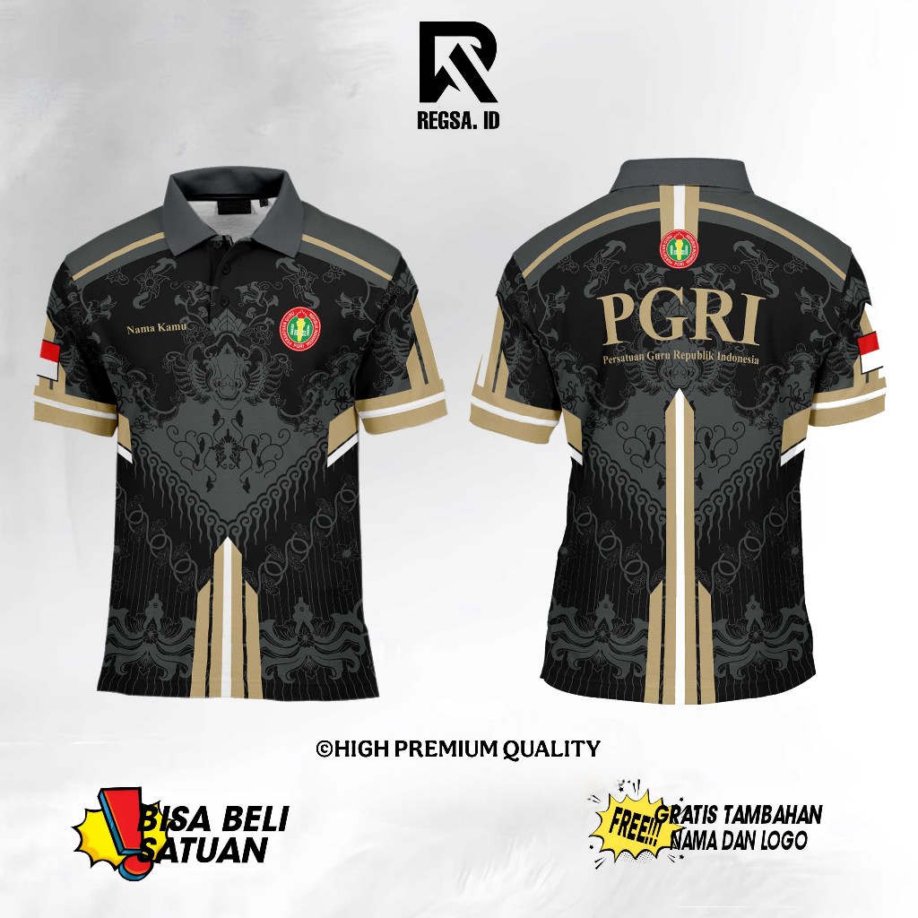 RA Baju Persatuan Guru Republik Indonesia PGRI  2025 Pria/Wanita Gratis custom nama dan logo Berkera
