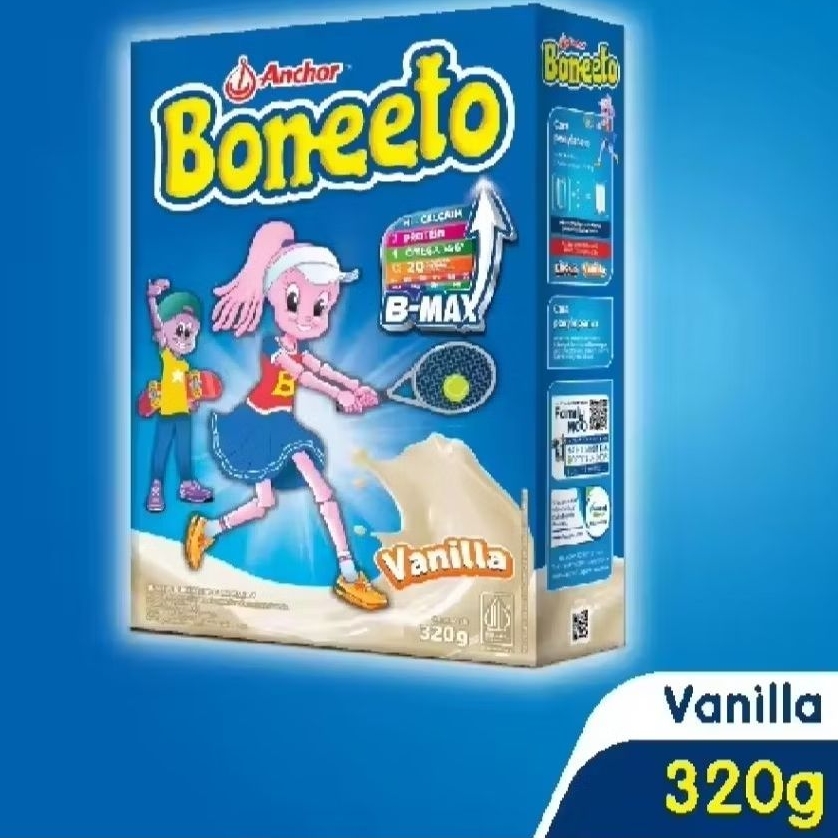 

Boneeto Susu Bubuk Cokelat Vanila 320g - Nutrisi untuk Daya Pikir dan Tubuh Aktif Anak
