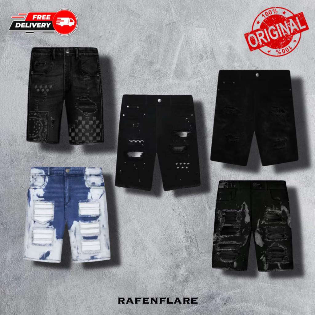 [ORIGINAL 100%] RUCAS SHORT JEANS Caviar Leather, Grand Combination, Crystal Washed Jeans
