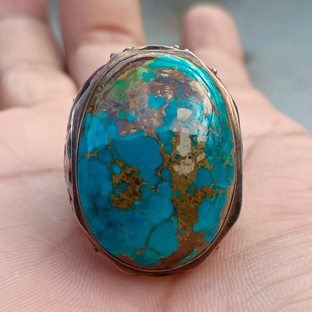 pirus Persia biru top jumbo ring perak