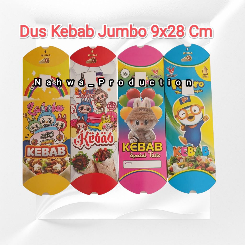 

Promo 100 Lembar DUS KEBAB / WADAH KEBAB KARTUN VIRAL / BUNGKUS KEBAB LABUBU PORORO