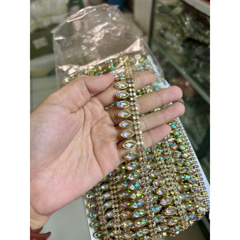 Manik Rangkai Aplikasi Payet Rumbai Juntai/Payet Rangkai Meteran 1 ROL