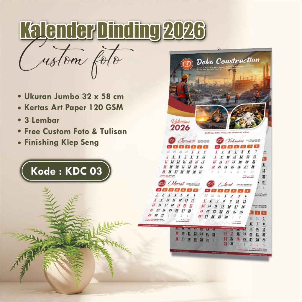 

KALENDER 2026 CUSTOM MURAH - KALENDER DINDING PREMIUM FOTO DAN NAMA