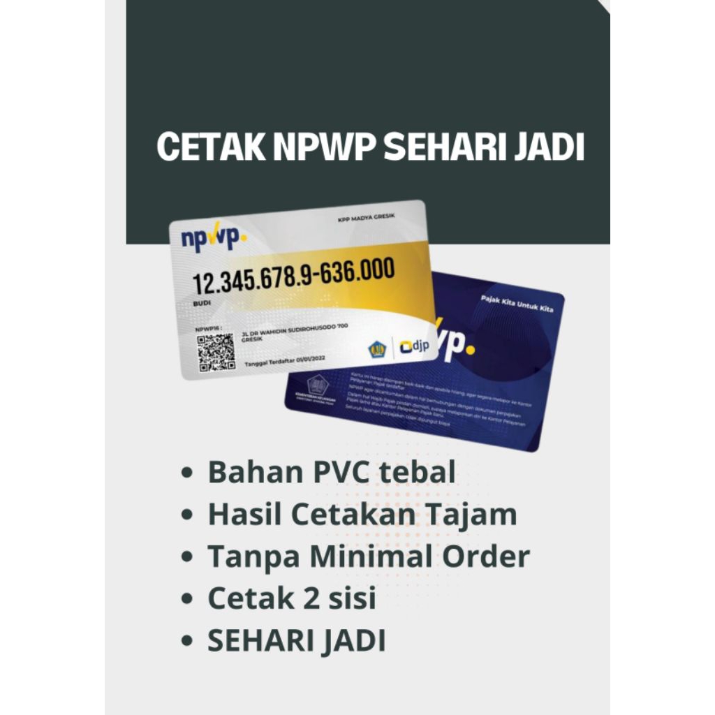 

CETAK KARTU NPWP SEHARI JADI