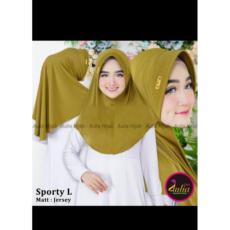 ORI AULIA hijab instan sport size L bahan jersey/ hijab Aulia instan sport /hijab jersey