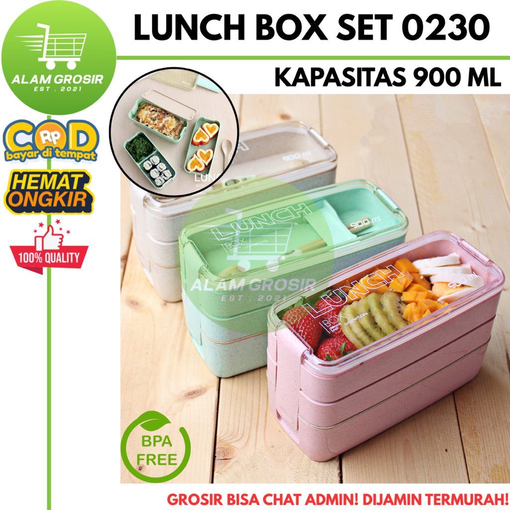 [AG] Lunch Box 0230 / Lunch Box 3 Susun / Kotak Makan 3 Susun / Kotak Makan Anak / Lunch Box 3 Tingk