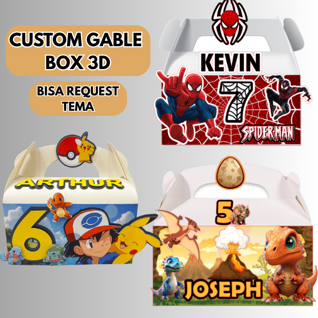 

Hampers Box Ulang Tahun Anak 3D Gable Box 3D Custom Tema Ulang Tahun Anak Box Souvenir Anak