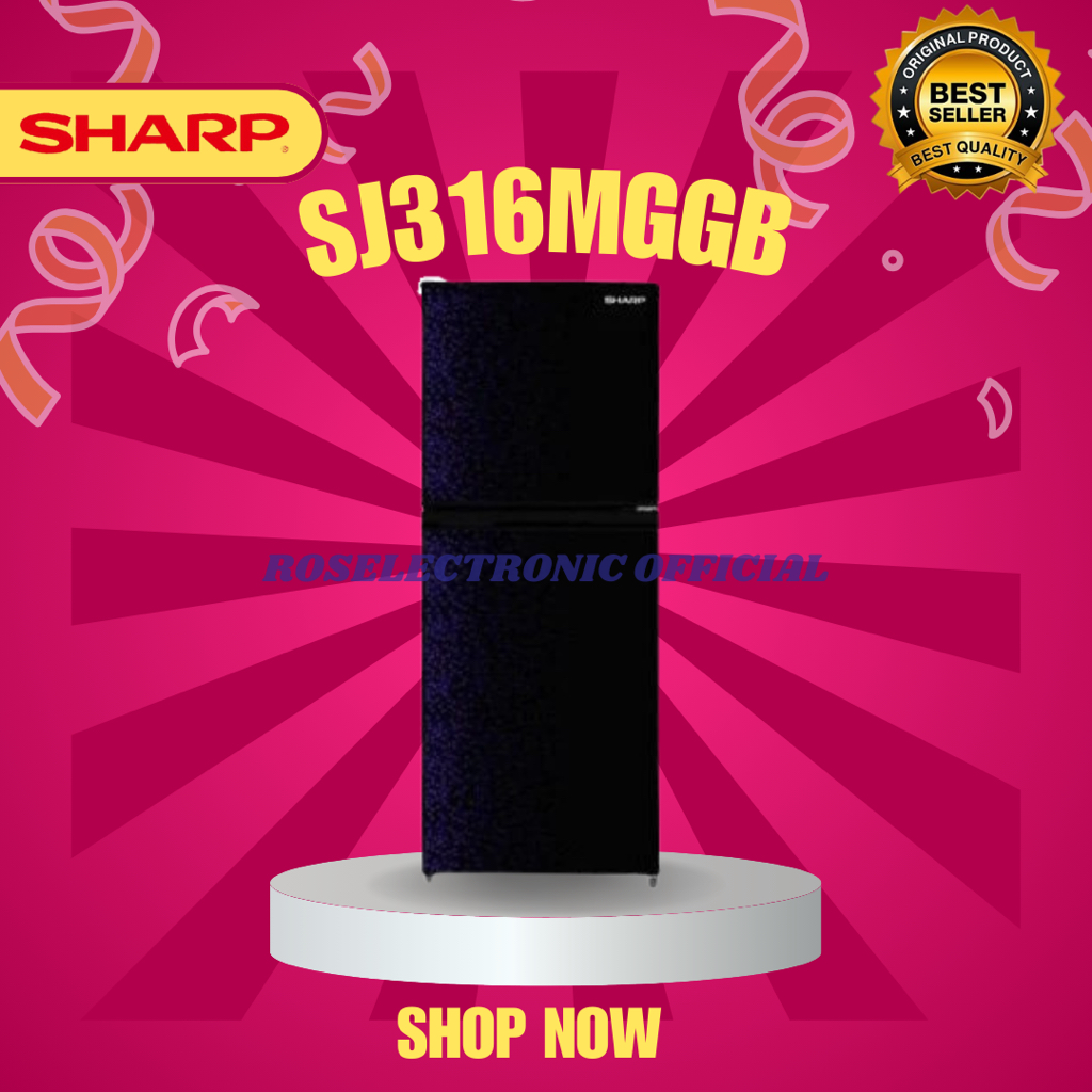 KULKAS SHARP  2 PINTU SJ316MGGB LEMARI ES 237L/SJ-316MGGB/SJ 316MGGB/KULKAS 2 PINTU ORIGINAL GARANSI