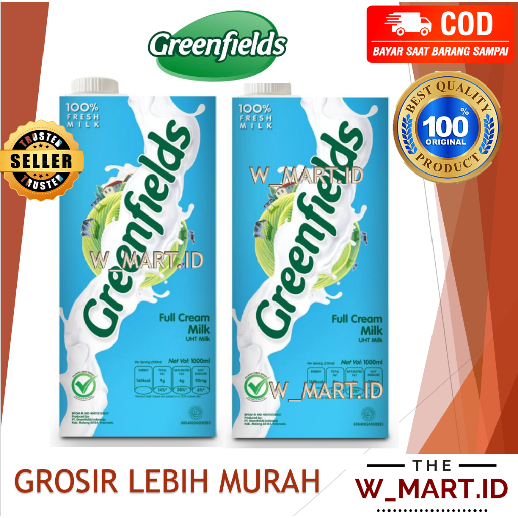 

GREENFIELDS UHT SUSU FULL CREAM GREEN FIELDS UHT 1L 950 ML