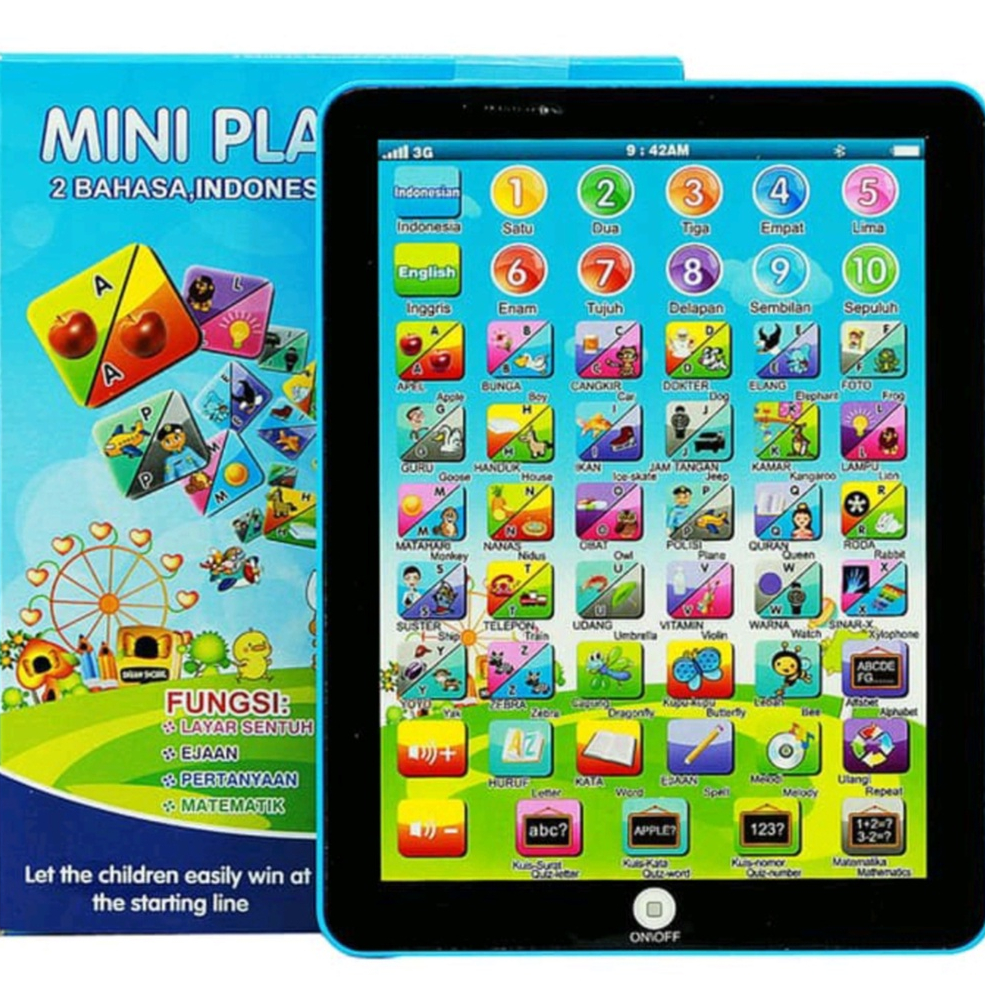 MAINAN MINI IPAD 2 BAHASA INDONESIA - INGGRIS / MAINAN EDUKASI MINI PLAY PAD LAYAR EDUKASI CALISTUNG