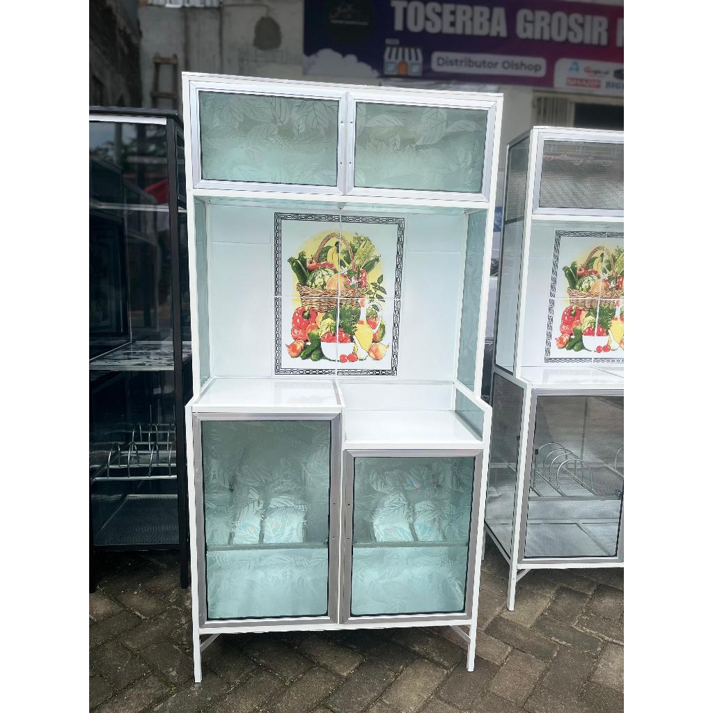 RAK PIRING ALUMINIUM P4 KACA BUTEK MOTIF BUAH