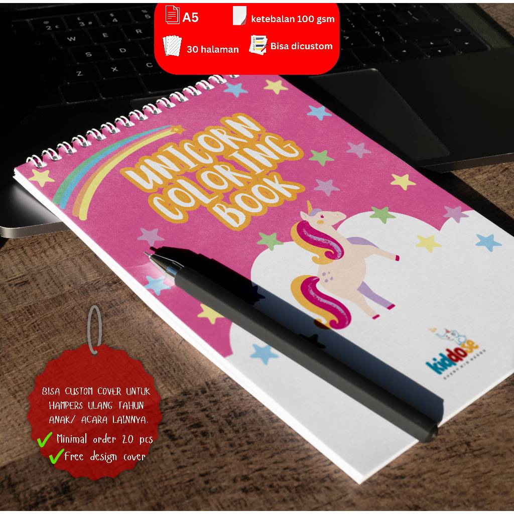 BUKU MEWARNAI GAMBAR UNICORN COLORING BOOK UNICORN ANAK PAUD TK SD
