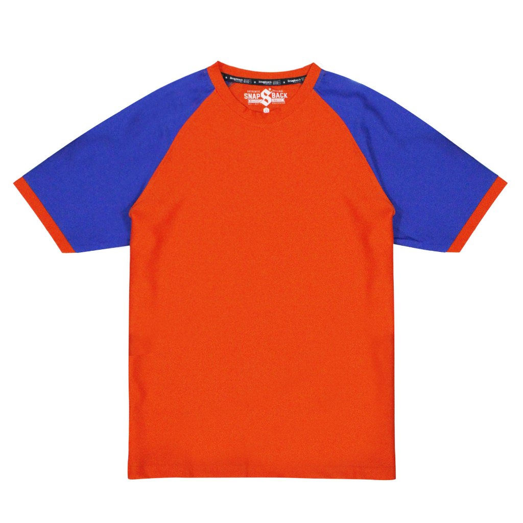 Snapback Jersey Oblong Kerah Bulat Polos  Biru Orange