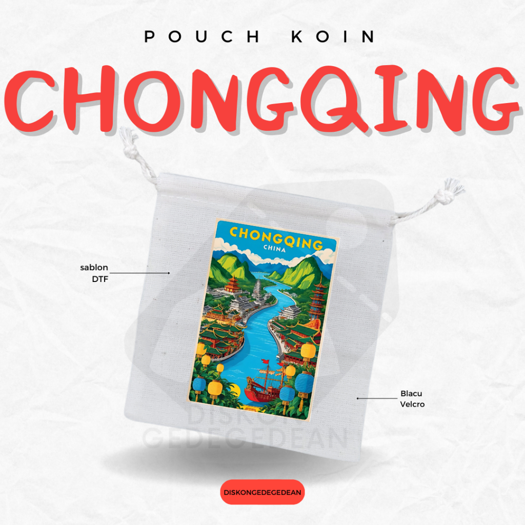 Diskongedegedean Pouch Dompet Koin Souvenir Chongqing Dompet Koin Oleh Oleh China Bahan Blacu Type 3