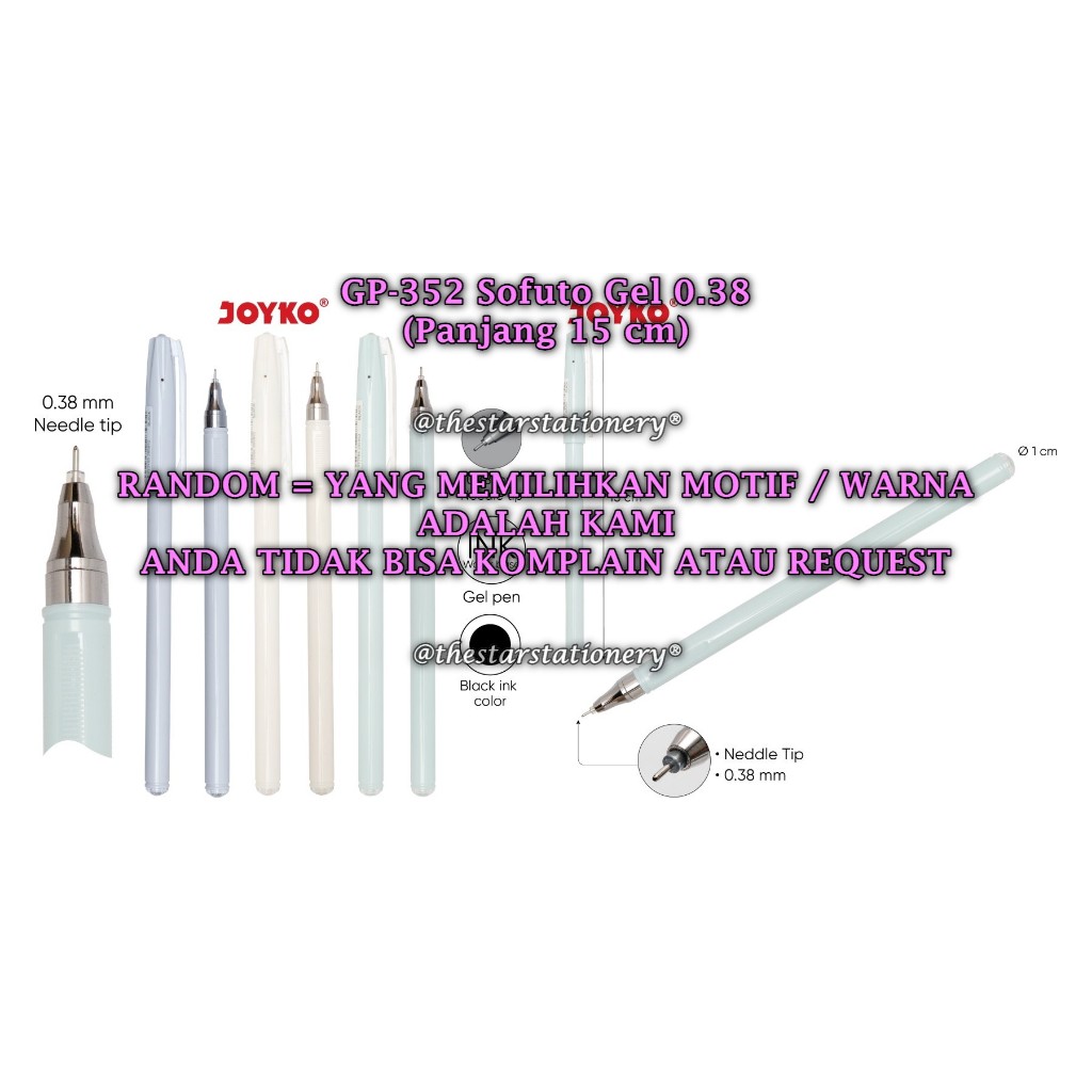 

(1 Biji) GROSIR Bolpen Joyko GP-352 Sofuto Gel 0.38 mm Gel Pen / Gel Pen Joyko GP 352 (1 Biji)