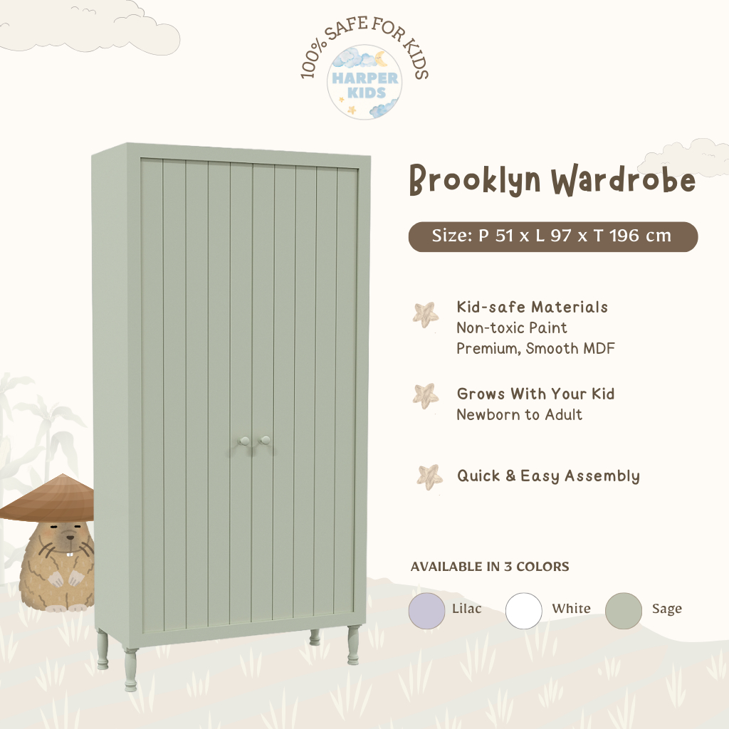 Harper Kids Brooklyn Wardrobe Lemari | Dipan, Ranjang, Ranjang Bayi, Ranjang Anak, Bed Frame, Furnit