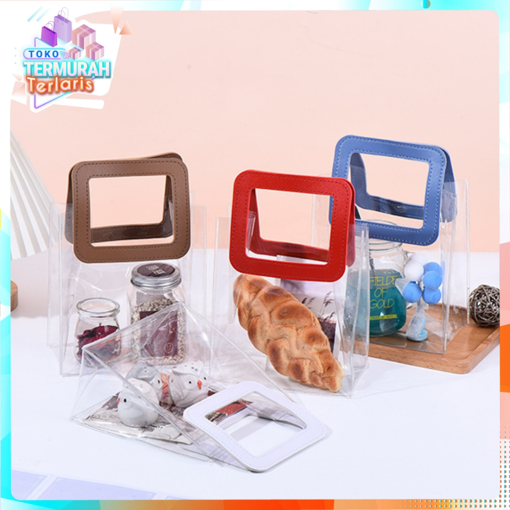 

TTT Tas PVC Hampers Transparant Serbaguna Goodie Bag Handle Leather Mika Handbag Gift Souvenir Murah