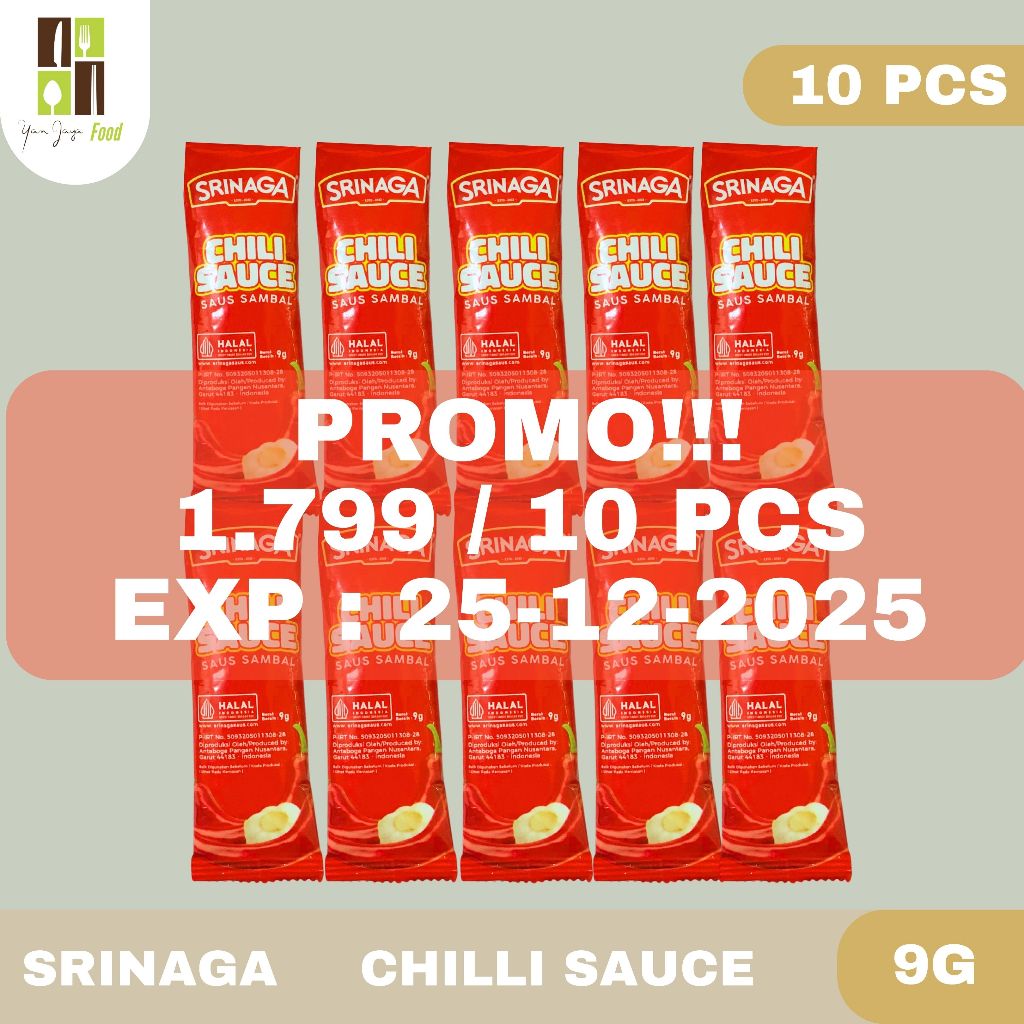 

[EXP 25-12-25] Srinaga Chilli Sauce 9g - 10PCS / Saus Cabe / Saos Sambal /Saus Sambel/Kemasan Sachet