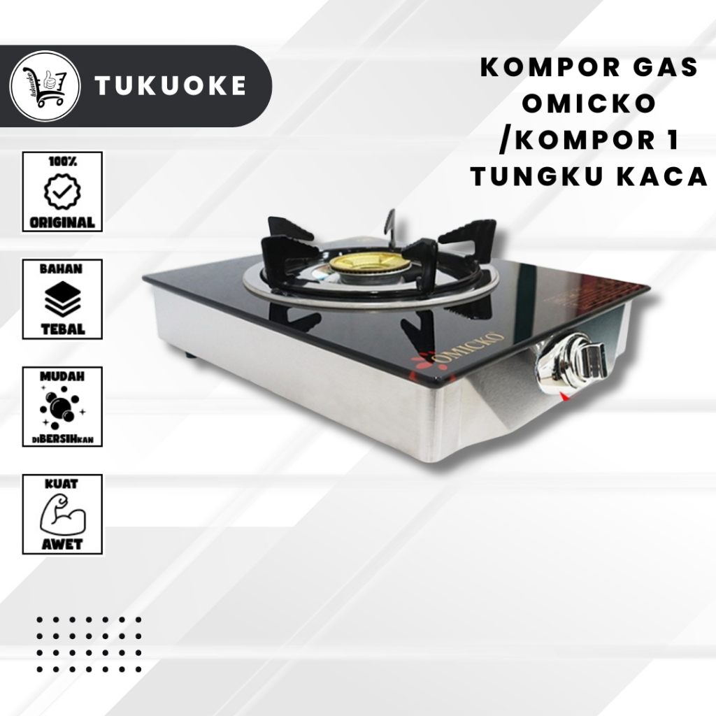 KOMPOR GAS OMICKO /KOMPOR 1 TUNGKU KACA/KOMPOR GAS 1 TUNGKU TEMPERED GLASS ORIGINAL