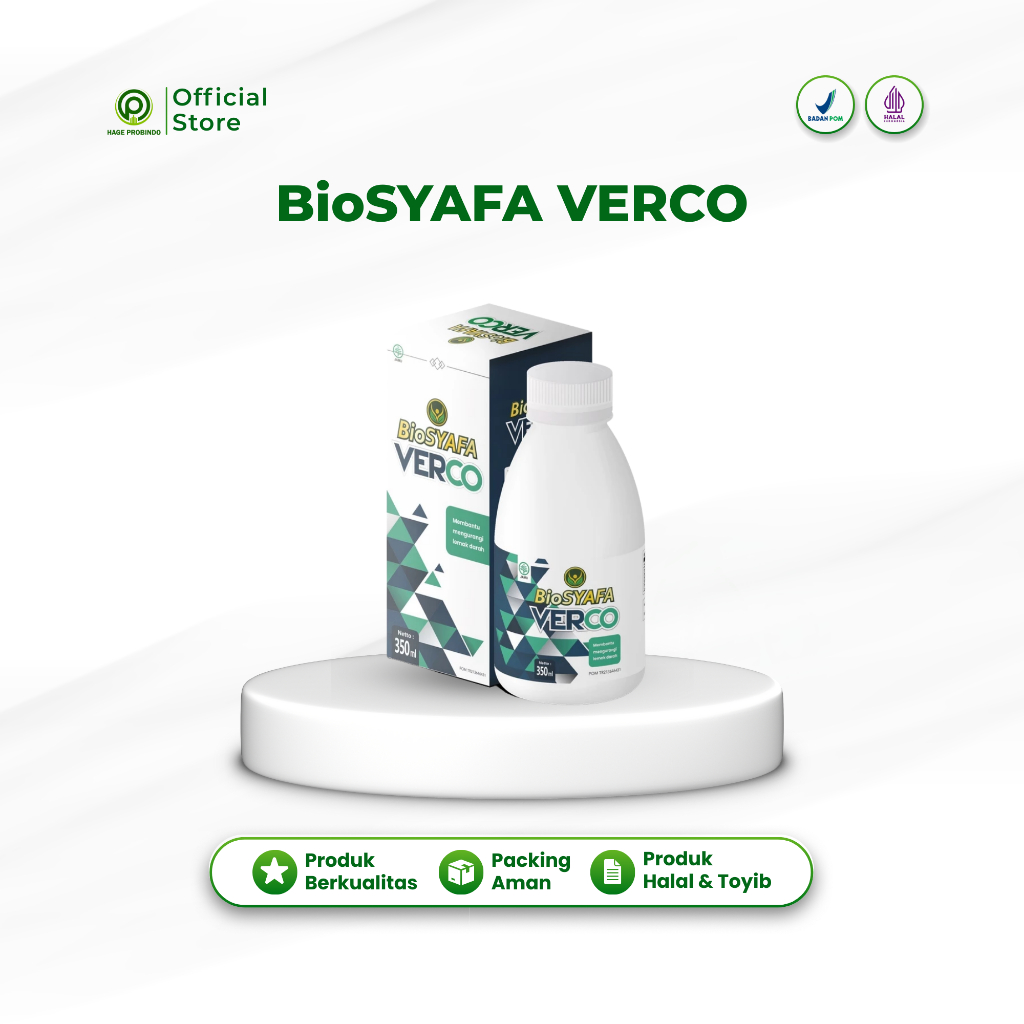BioSYAFA Verco Obat Kolesterol/Turunkan kadar Kolesterol Cairan Herbal & Probiotik 350ml | HALAL & B