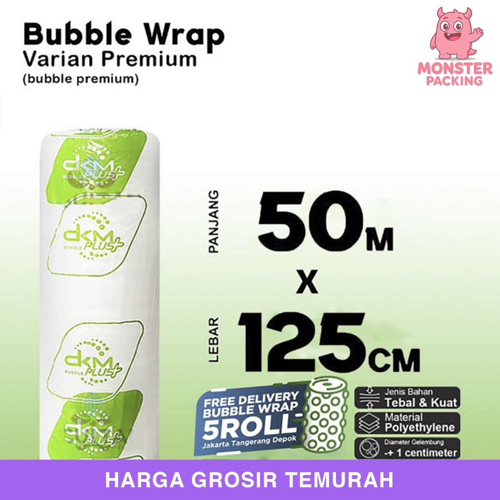 

Plastik Bubble Wrap 50cm x 125m Bening hijau Bubblewrap Roll