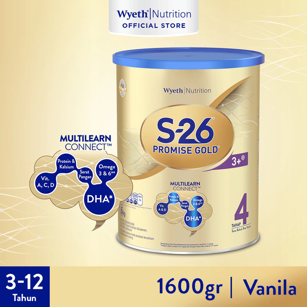

S-26 Promise GOLD Tahap 4 Vanila Susu Pertumbuhan Anak Usia 3-12 Tahun, Kaleng 1600 gr