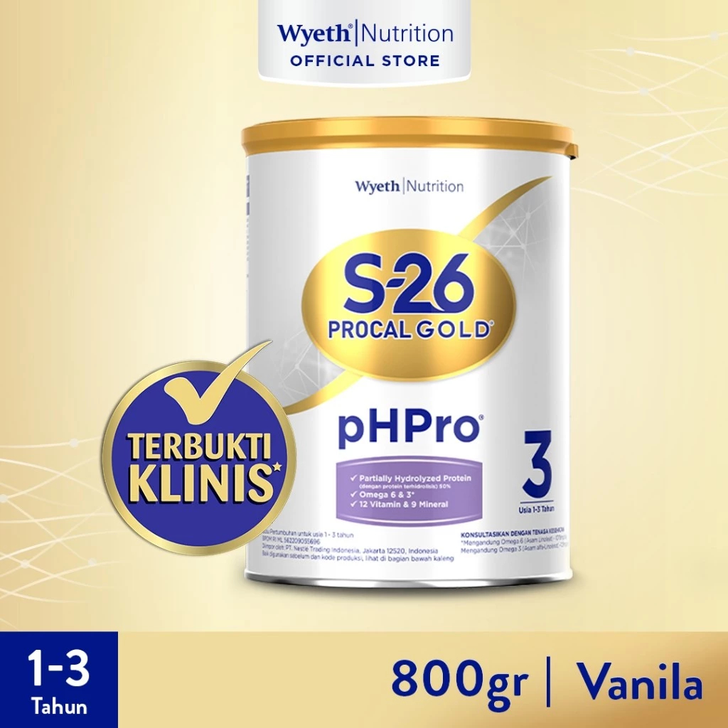 

S-26 Procal GOLD pHPro Tahap 3 Susu Pertumbuhan Anak Usia 1-3 Tahun, Kaleng 800g