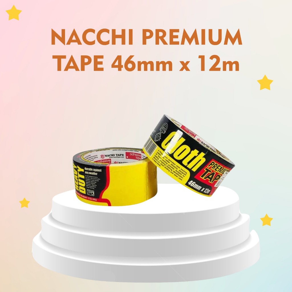 NACHI CLOTH TAPE PREMIUM 46MMX12M HITAM/PUTIH/HIJAU/KUNING/MERAH/BIRU/Isolasi/Solatip/Lakban Kain Na