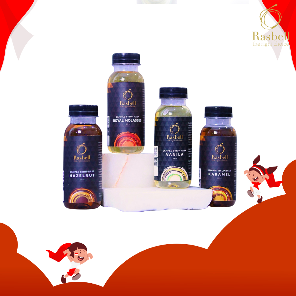 

Rasbell Syrup 100ml All Variant - Sirup Rasbell Caramel Hazelnut Vanilla Leci Pandan Strawberry Royal Molasses