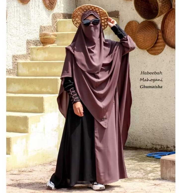 gamis syar'i abaya habeebah warna mahagoni by ghumaisha collection