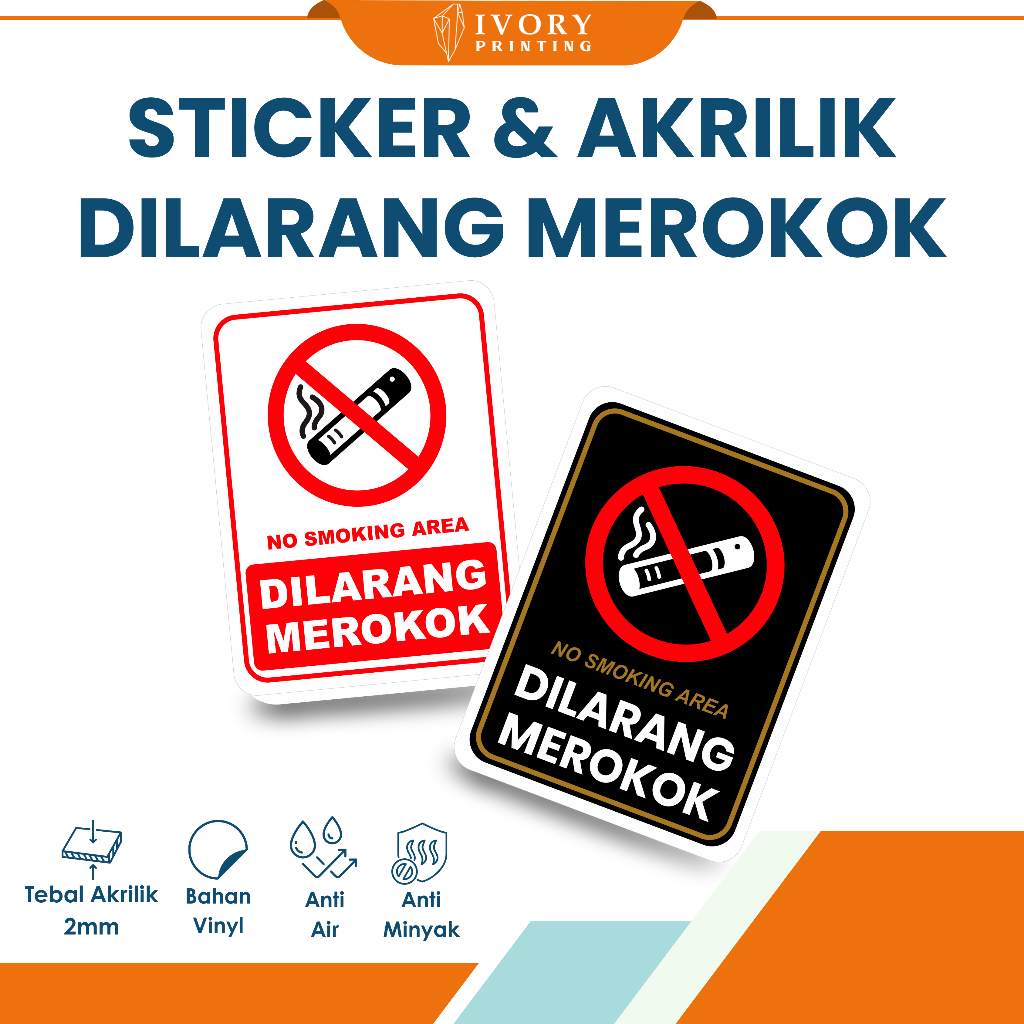 

Sticker Dilarang Merokok Ukuran 15 x 20 cm