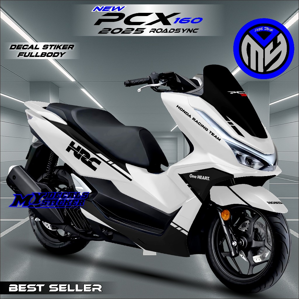 Decal PCX 160 2025 Roadsync Desain HRC Putih Full Body / Variasi Stiker Fullbody PCX 160 Roadsync