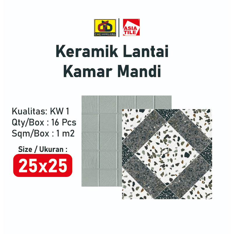 Asia Tile Keramik Lantai 25x25 / Keramik Lantai Kamar Mandi Matt / Keset Tidak Licin