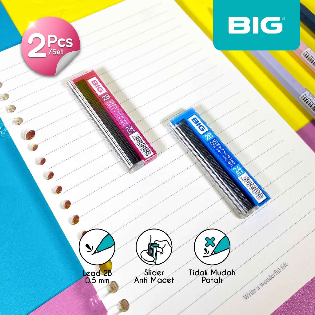 

2 Pcs BIG Isi Pensil Mekanik Refill Pencil Lead/ Mechanical Pencil Lead/ 2B 0,5 MM LP-1012