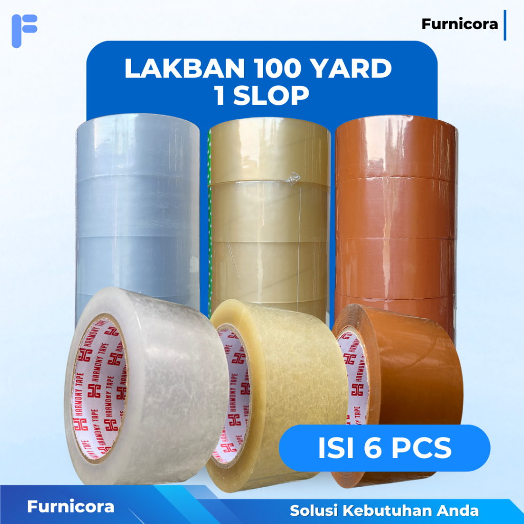 

ISI 6 PCS Lakban Bening Coklat 100 Yard Suoer Rekat - Solatip Tebal COD
