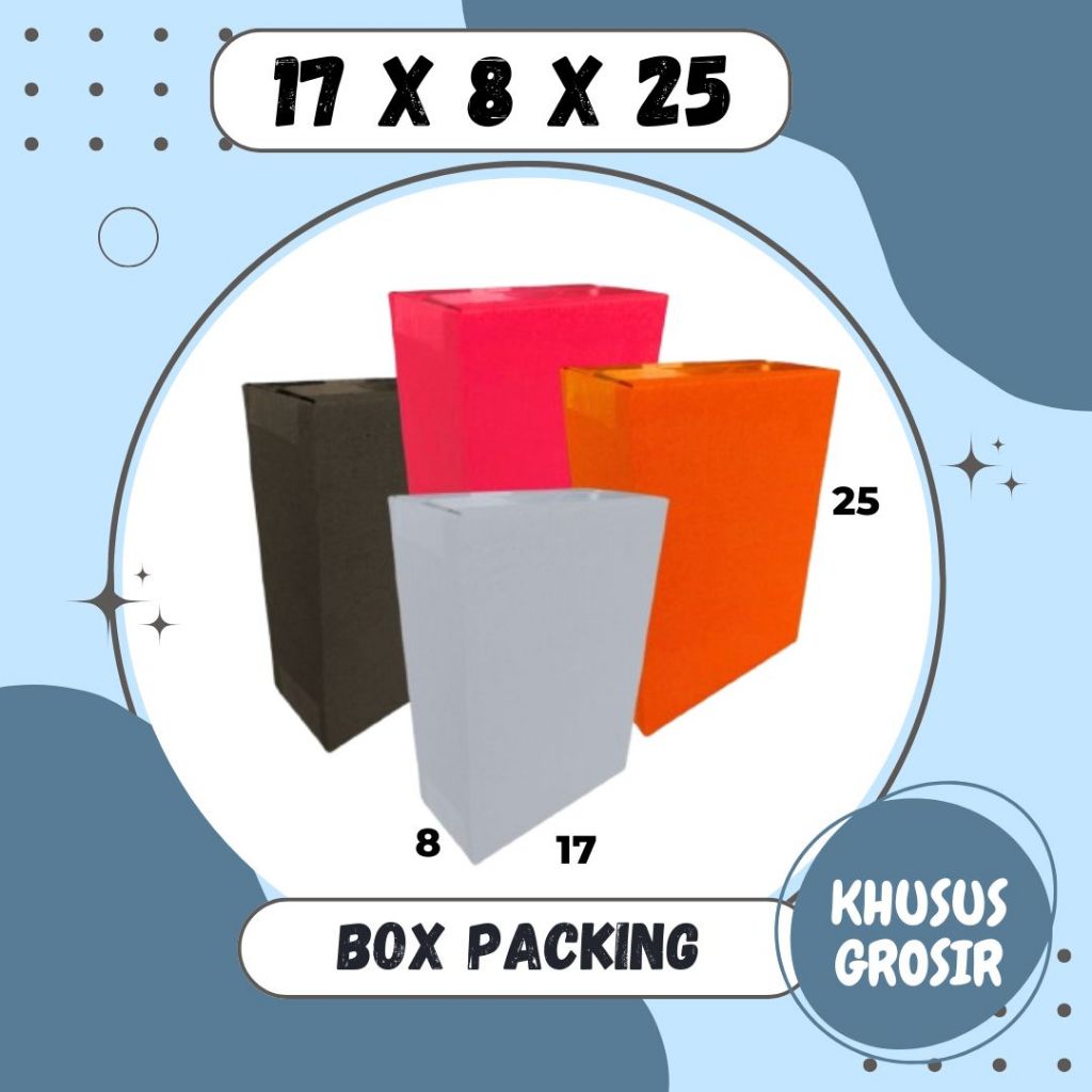 

Box 17x8x25 A1 / Kardus 17x8x25 A1 Packing Karton / Dus 17x8x25 A1 Kotak Botol Kemasan Kardus Balap