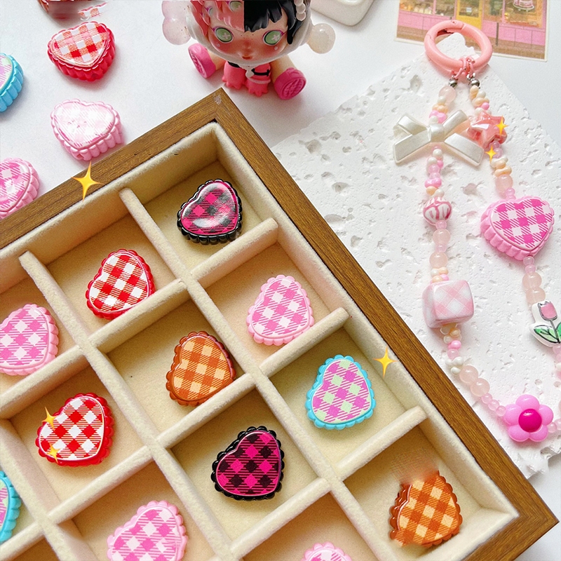 Gadis kotak -kotak akrilik cinta kotak -kotak manik -manik diy rantai ponsel manik -manik aksesoris 