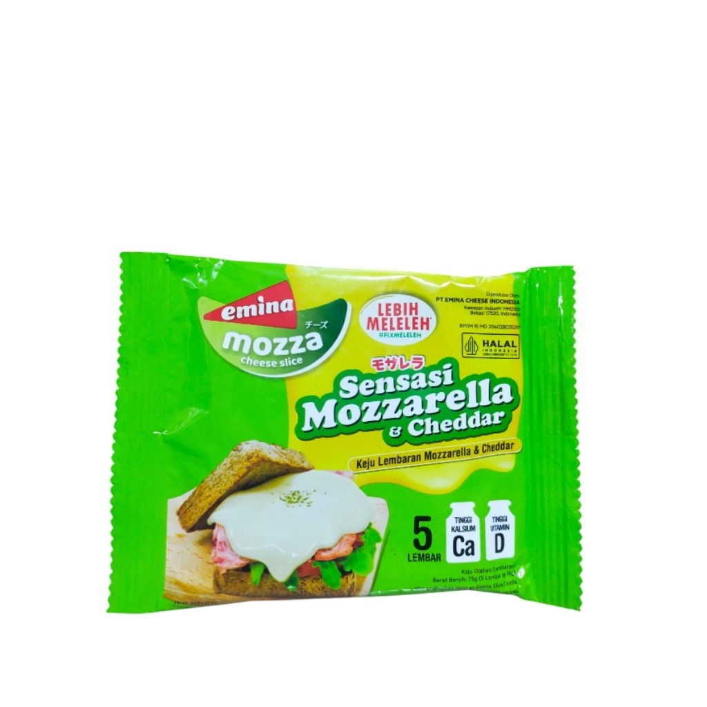 

keju Emina mozzarella &cheddar 75gr(5lembar)