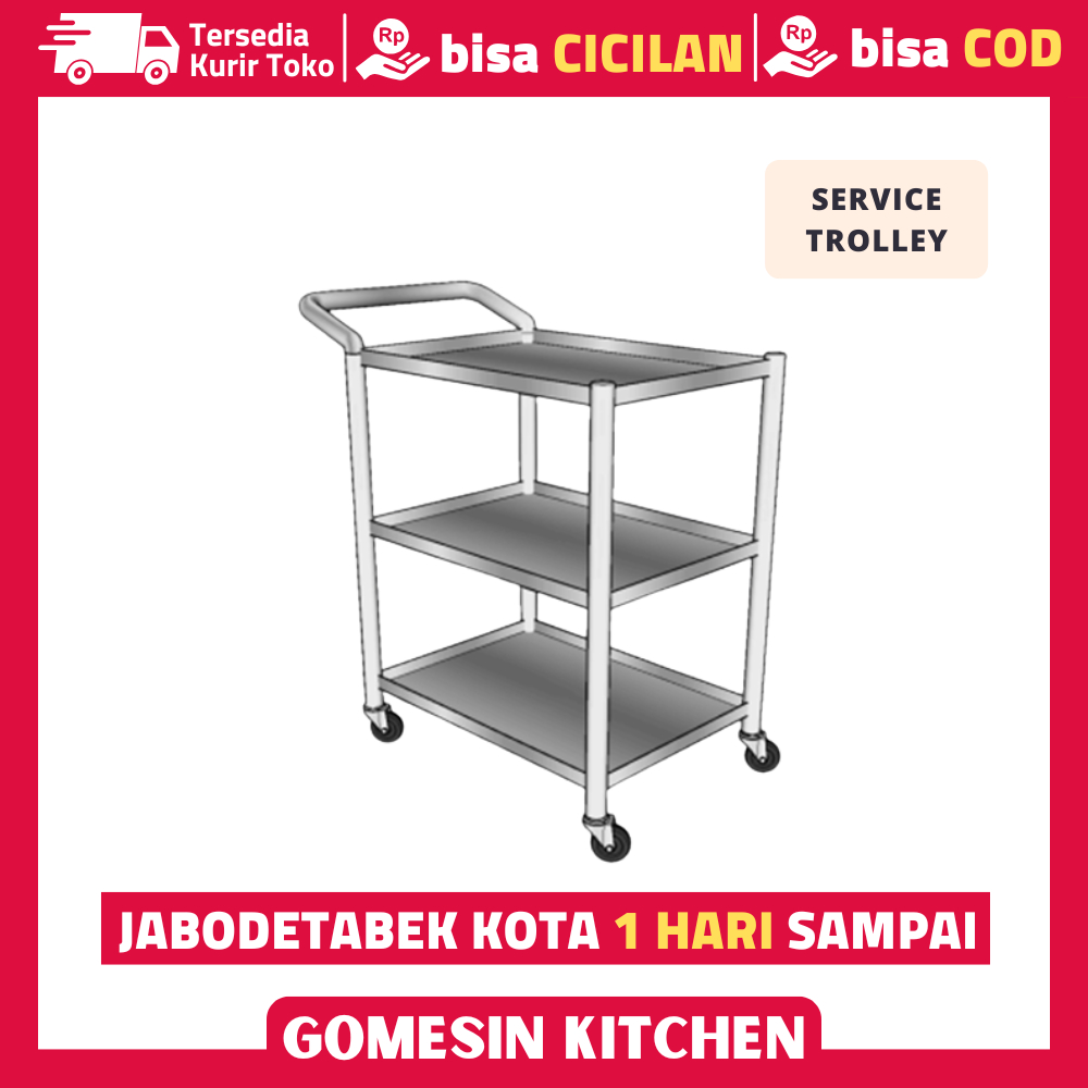 Troli Dapur Restoran Makanan Stainless 3 Tingkat - Service Trolley 3 Tiers